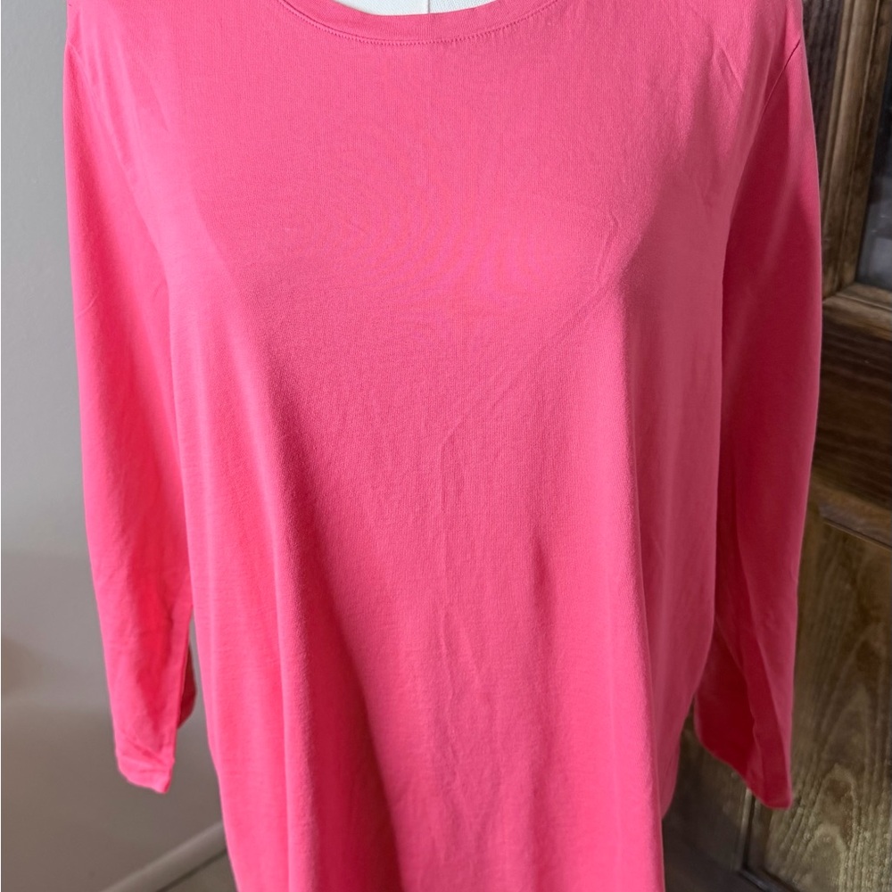 Lands’ End Women’s XL 3/4 Sleeve Crewneck Top – Coral Pink